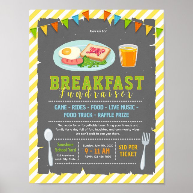 Redigerbar frukost insamlingsflygblad poster (Framsidan)