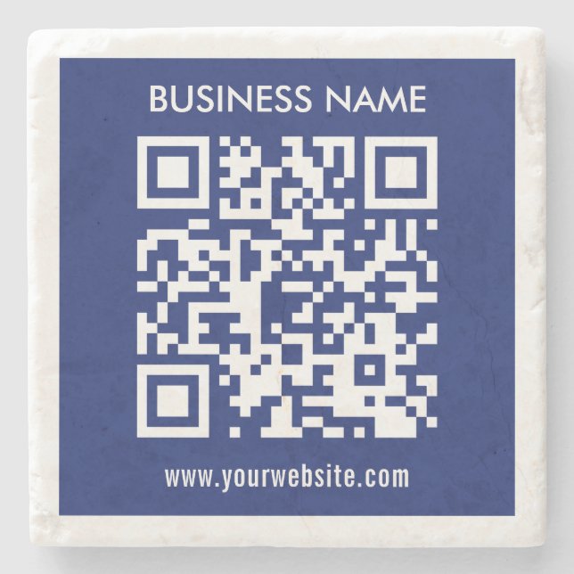 Redigerbar (genererad omedelbart) QR-kod | Blå flo Stenunderlägg (Framsidan)