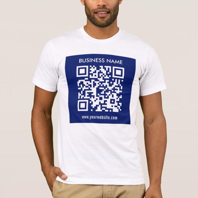 Redigerbar (genererad omedelbart) QR-kod | Blå flo T Shirt (Framsida)