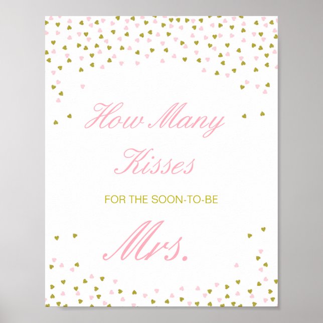 Redigerbar Gissa Hur Många Kyssar för Snart Mrs Sk Poster (Framsidan)