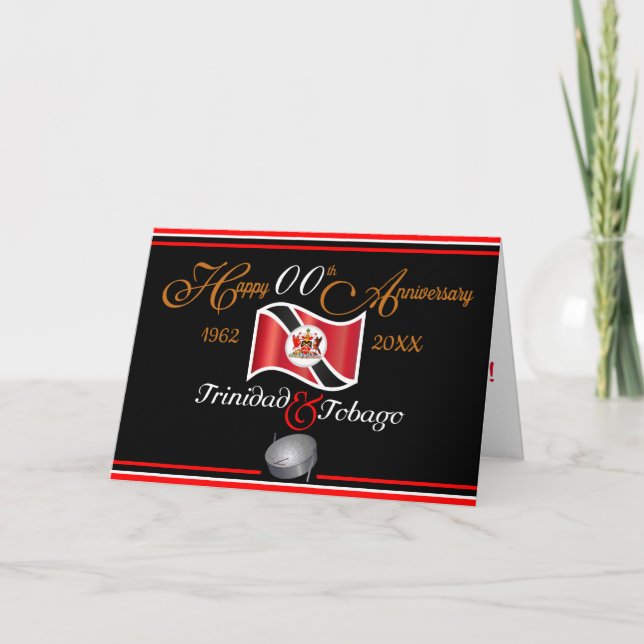 Redigerbar - Glad årsdag T&T-självständighet Kort (Framsida)