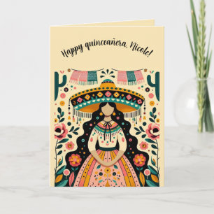 Redigerbar Glad Quinceañera Kort