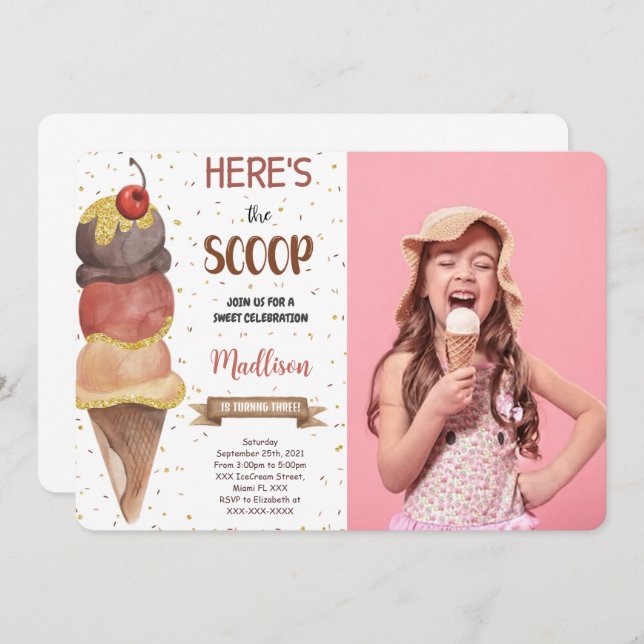 Redigerbar Glass Foto Inbjudan (Fram/baksida)