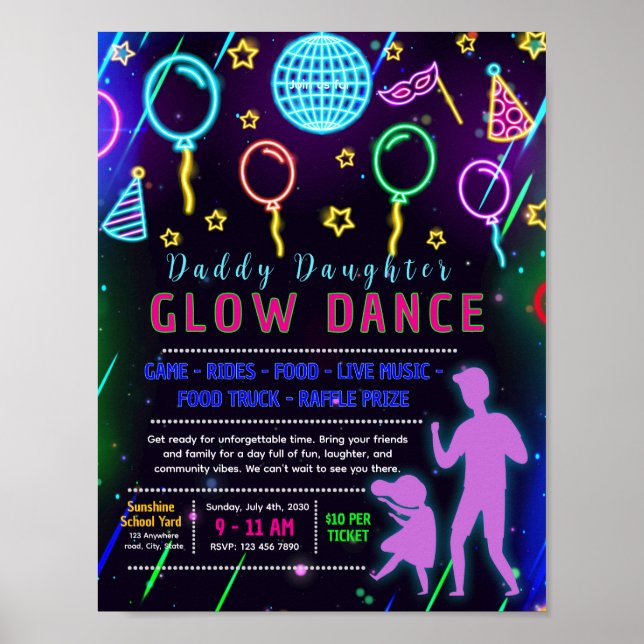 Redigerbar glöd fader dotter dans flyer poster (Framsidan)