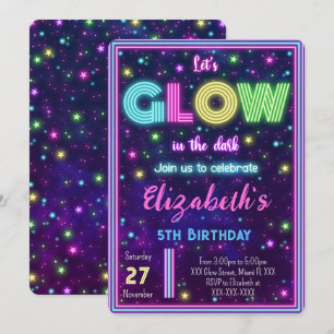 Redigerbar Glow-inbjudan Inbjudningar