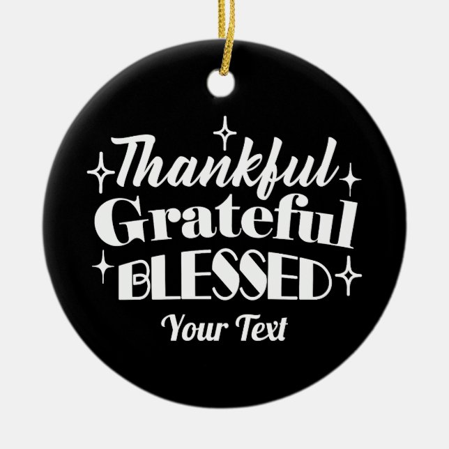 Redigerbar gnistrande Thanksgiving, offertdesign Julgransprydnad Keramik (Framsidan)