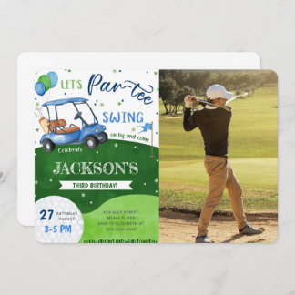 Redigerbar golf födelsedagsfoto inbjudan
