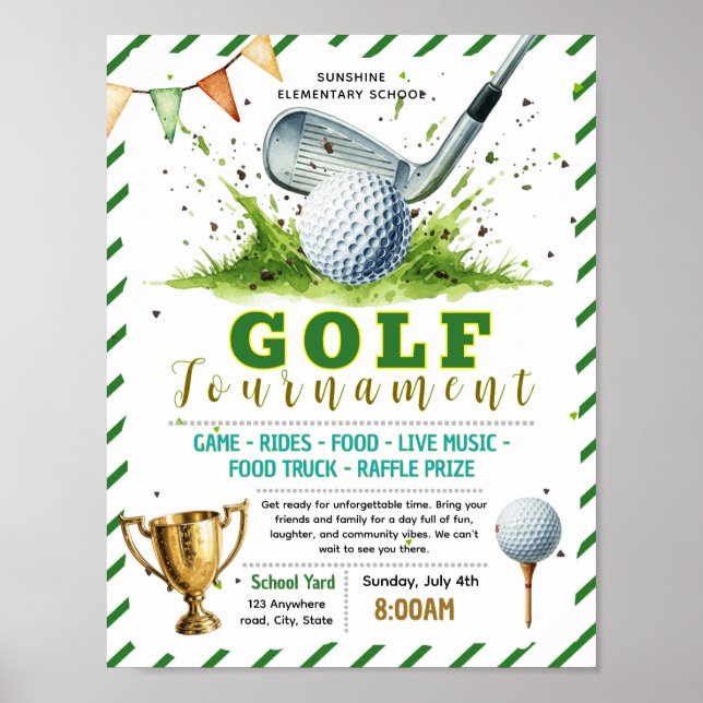 Redigerbar golf fundraiser flygblad poster (Framsidan)
