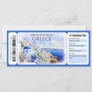 Redigerbar Grekland Boarding Pass Flygbiljett Inbjudningar