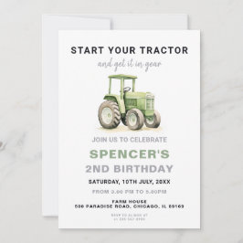 Redigerbar Grönt Tractor Birthday-inbjudan Inbjudningar