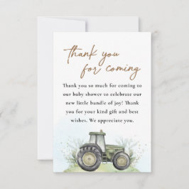Redigerbar Grönt Tractor Farm Baby Shower Tack Kort