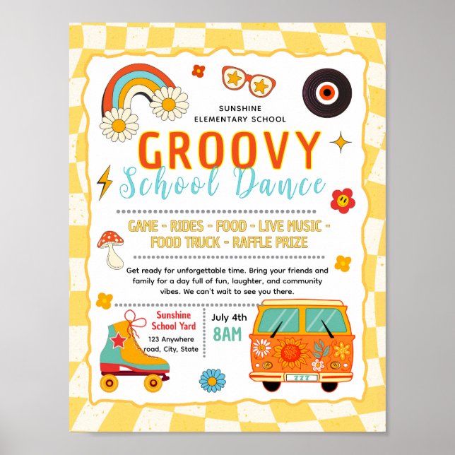 Redigerbar groovy skol dans fundraiser flygblad poster (Framsidan)