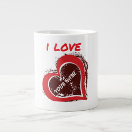 Redigerbar Grunge Hjärtat Kärlek Design – Lägg Til Jumbo Mugg