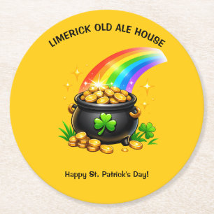 Redigerbar gryta med guld St. Patrick's Day Underlägg Papper Rund