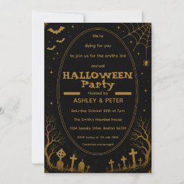 Redigerbar gul Halloween-fest-inbjudan Spara Datumet