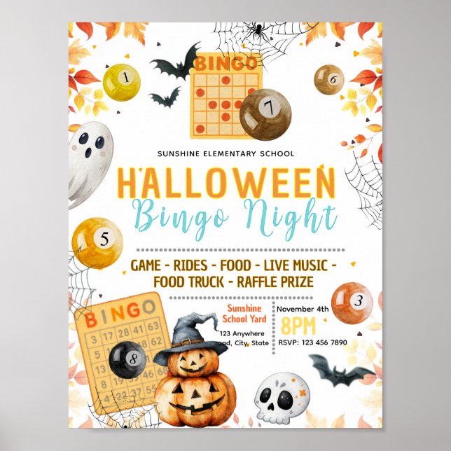 Redigerbar halloween-bingoaffisch poster (Framsidan)