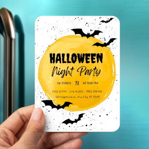 Redigerbar Halloween fest-inbjudan till Black Flad Magnet