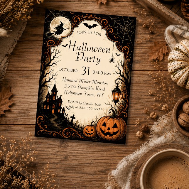 Redigerbar Halloween-festinvitation Inbjudningar (Skapare uppladdad)