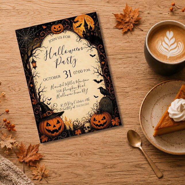 Redigerbar Halloween-festinvitation Julkort (Skapare uppladdad)