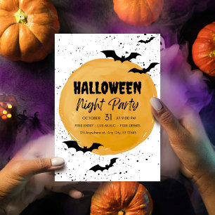 Redigerbar Halloween-festinvitation Svarta fladder Helg Vykort