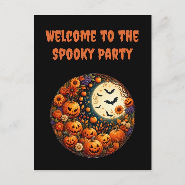 Redigerbar Halloween-festlig inbjudan vykort (Framsida)