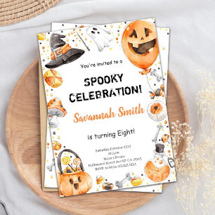 Redigerbar Halloween-födelsedagsinbjudan Inbjudningar