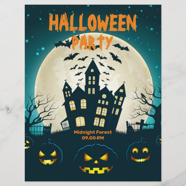 Redigerbar Halloween, Halloween-kostymfest  Reklamblad (Framsidan)