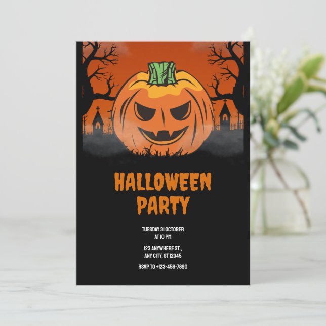 Redigerbar Halloween-inbjudan, Halloween fest Inbjudningar (Stående Fram)