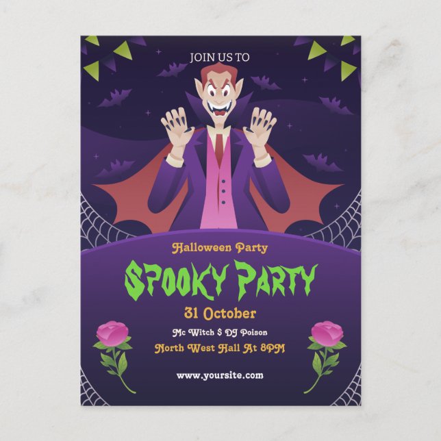 Redigerbar Halloween-inbjudan, Halloween-fest  Vykort (Framsida)