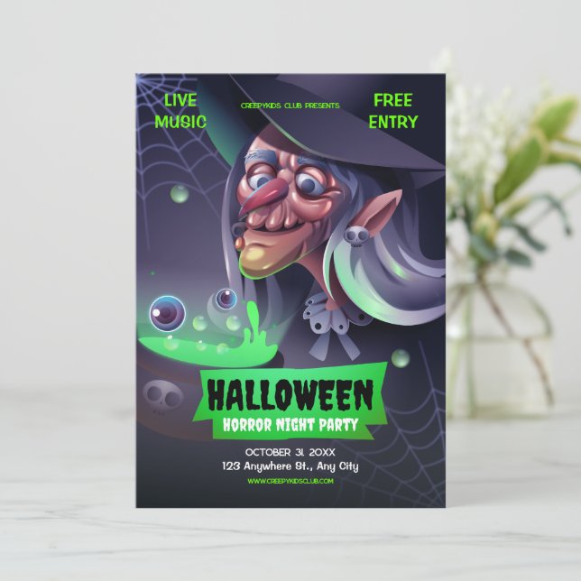 Redigerbar Halloween-inbjudan, Halloween-skräck na Inbjudningar (Stående Fram)
