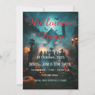 Redigerbar Halloween-inbjudan till spökhus Inbjudningar