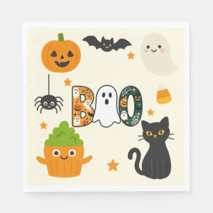 Redigerbar Halloween - liten monsterbash - Pappersservett