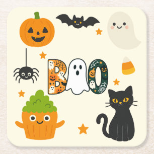 Redigerbar Halloween - liten monsterbash - Underlägg Papper Kvadrat