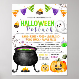 Redigerbar Halloween potluck insamlingsflyg Poster