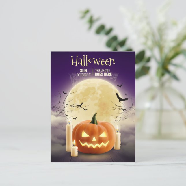 Redigerbar Halloween Spökhusfest, Halloween Helg Vykort (Stående Fram)