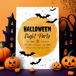 Redigerbar Halloweenfest-inbjudan Svarta Fladdermö Julkort