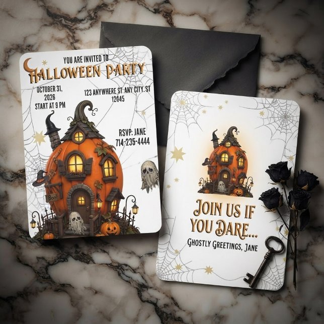 Redigerbar Halloweenfest Spökhus Inbjudningar (Skapare uppladdad)