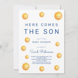 Redigerbar Här kommer sonen Baby Shower Inbjudningar