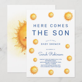 Redigerbar Här kommer sonen Baby Shower Inbjudningar