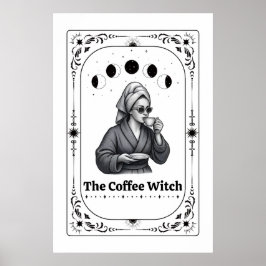 Redigerbar Häxig Tarotkort Kaffeälskare Whimsical Poster