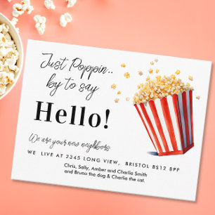 Redigerbar Hej granne, Ny adress, Popcorn Meddelande Vykort