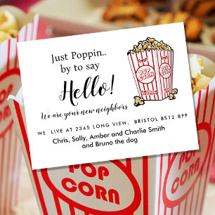 Redigerbar Hej granne, Ny adress, popcorn Meddelande Vykort