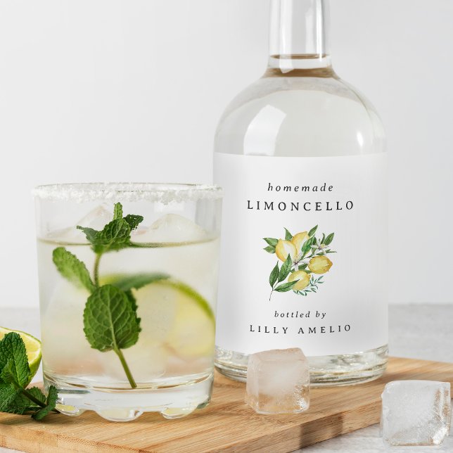 Redigerbar Hemlagad Limoncello Spritflaskor Etikett (Skapare uppladdad)