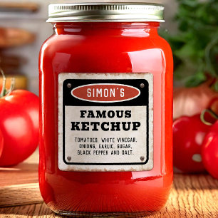 Redigerbar hemmagjord tomatketchup med rostig skyl fyrkantigt klistermärke