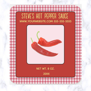 Redigerbar Hett Pepper Sauce Fyrkantigt Klistermärke
