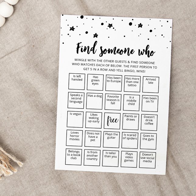 Redigerbar Hitta någon som spel Bingo spel Kort (Skapare uppladdad)