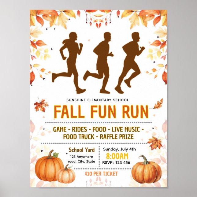 Redigerbar höst maraton fundraiser flygblad poster (Framsidan)