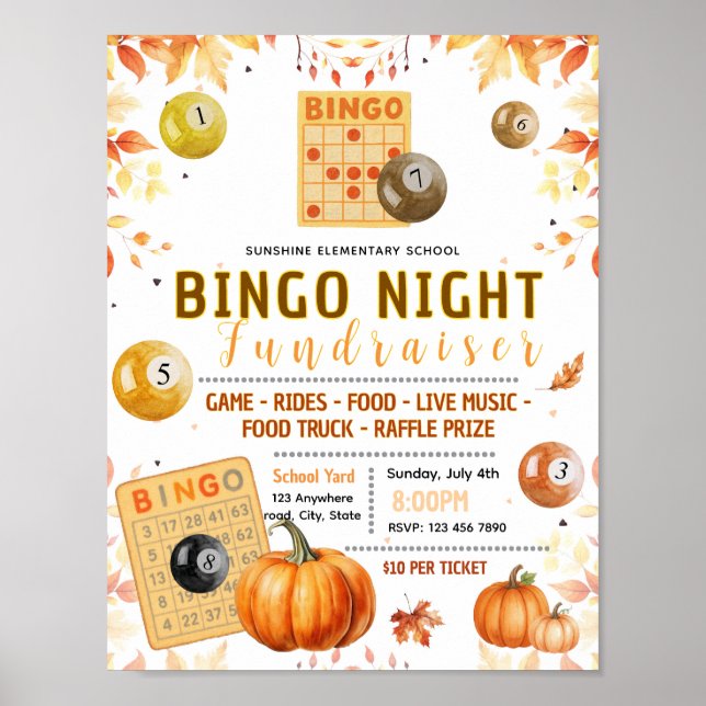 Redigerbar höstbingo insamlingsflygblad poster (Framsidan)