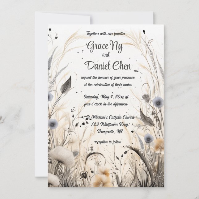 Redigerbar hösten Breeze Wildblommor Inbjudningar (Framsida)