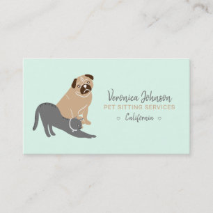 Redigerbar illustration av hund-katt mint pet sitt visitkort